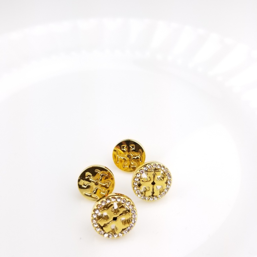 Tory Burch Crystal Logo Circle Stud Earrings $69 - Picture 2 of 5